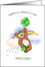 Custom Front St Patricks Day Bear card