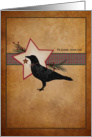 Christmas Themed Invitations Primitive Folk Art Crow and Star card