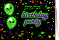 Alien Theme Birthday Party Invitations card