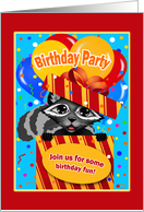 Raccoon in Gift Birthday Party Invitation card