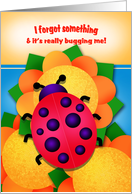 Ladybug on Flowers for Kids Belated Happy Birthday card