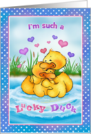 For Her Lucky Duck Humor Happy Valentines Day card