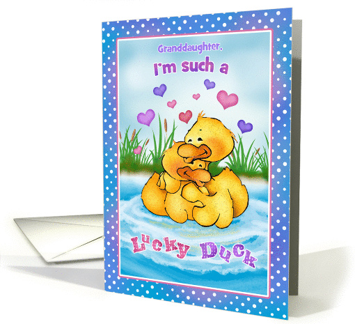 For Granddaughter Lucky Duck Humor Happy Valentines Day card (1410088)