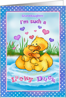 For Granddaughter Lucky Duck Humor Happy Valentines Day card