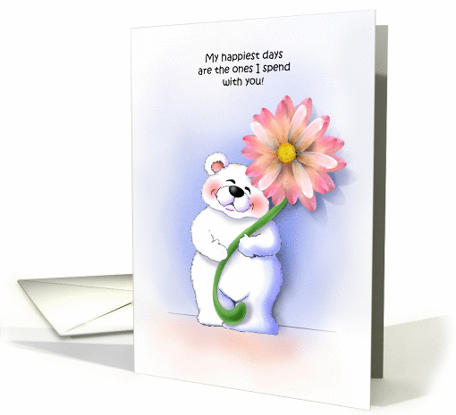 Smiling Bear with Flower Thinking of You card (1451096)
