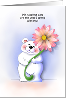 Smiling Bear with Flower Thinking of You card