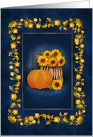 Fall Theme Sunflower Pumpkin Leaves Blank Note card