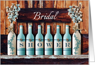 Painted Wine Bottle and Floral Bridal Shower Invitation card
