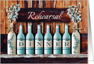 Custom Painted Wine Bottle and Floral Rehearsal Dinner card
