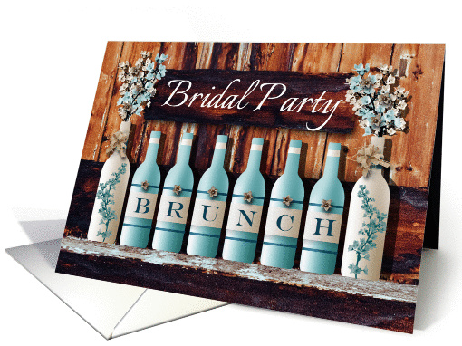 Painted Bottle and Floral Bridal Party Brunch Invitation card