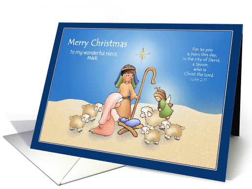 Custom Name Niece Nativity Christmas card (1460048)