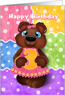 Bear Cub Three Year Old Birthday for Girls card