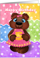 Bear Cub Five Year Old Birthday for Girls card