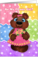 Bear Cub with Flowers Flower Girl Invitation card
