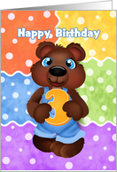 Boy Bear Cub Three Year Old Happy Birthday card