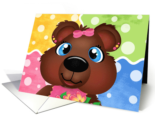 Girl Teddy Bear Blank Note Card for Kids card (1469500)