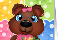 Girl Teddy Bear Blank Note Card for Kids card