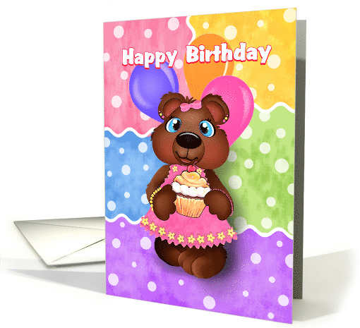 Little Girl Bear Cub Birthday for Girls card (1470302)