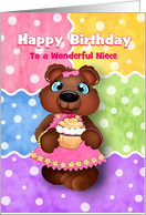 Custom Little Girl Bear Cub Birthday for Girls card