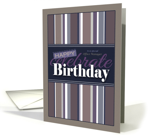 Business Office Manager Decorative Birthday with Stripes card