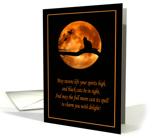 Black Cat in Full Moon Halloween card (1505140)