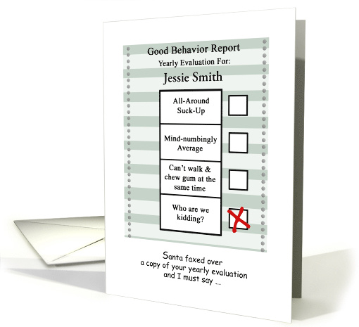 Custom Name Good Behavior Humor Christmas card (1505526)