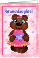 Custom Front Bear Hugs Girl Bear Valentine Granddaughter card