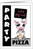 Pig Theme Pizza Party Invitation card
