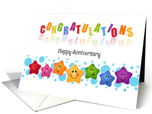 Congratulations Smiling Stars Employee Happy Anniversary card