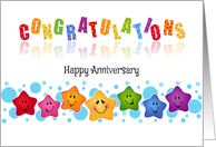 Congratulations Smiling Stars Employee Happy Anniversary card