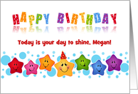 Custom Front Business Happy Birthday Smiling Stars card