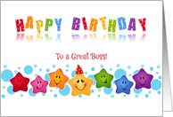 Business Happy Birthday Boss Smiling Stars card