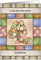 Custom Front Patchwork Bunny Missing You card
