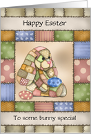 Custom Front Patchwork Bunny with Egg Easter card
