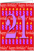 21 Years Old Lit Candle Happy Birthday card