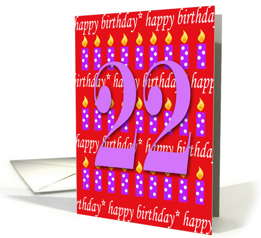 22 Years Old Lit Candle Happy Birthday card (164730)