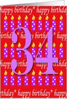 34 Years Old Lit Candle Happy Birthday card