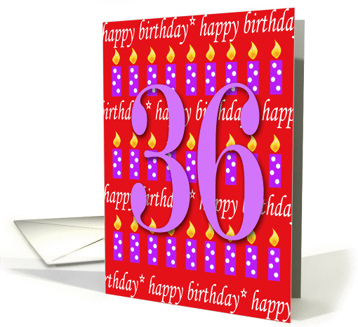 36 Years Old Lit Candle Happy Birthday card (164870)