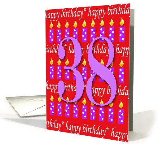 38 Years Old Lit Candle Happy Birthday card (164874)