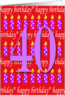 40 Years Old Lit Candle Happy Birthday card