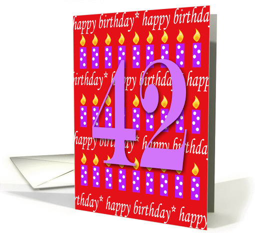 42 Years Old Lit Candle Happy Birthday card (164882)
