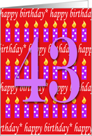 43 Years Old Lit Candle Happy Birthday card
