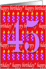 45 Years Old Lit Candle Happy Birthday card