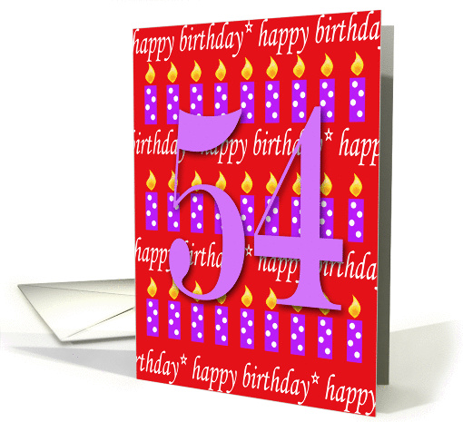 54 Years Old Lit Candle Happy Birthday card (164928)