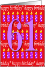 61 Years Old Lit Candle Happy Birthday card