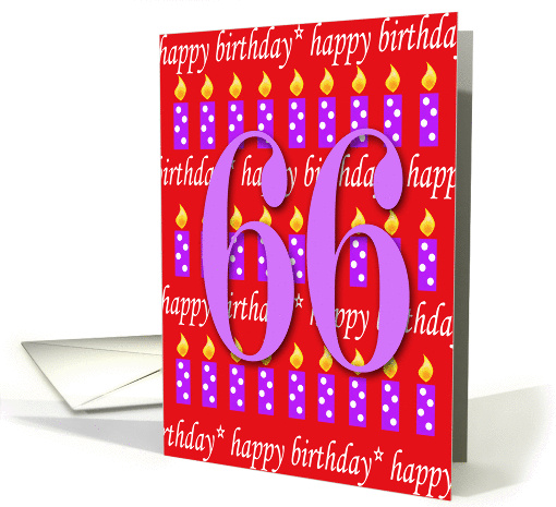 66 years old Lit Candle Happy Birthday card (165228)