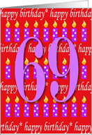 69 years old Lit Candle Happy Birthday card