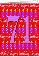 71 years old Lit Candle Happy Birthday card