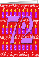 72 years old Lit Candle Happy Birthday card