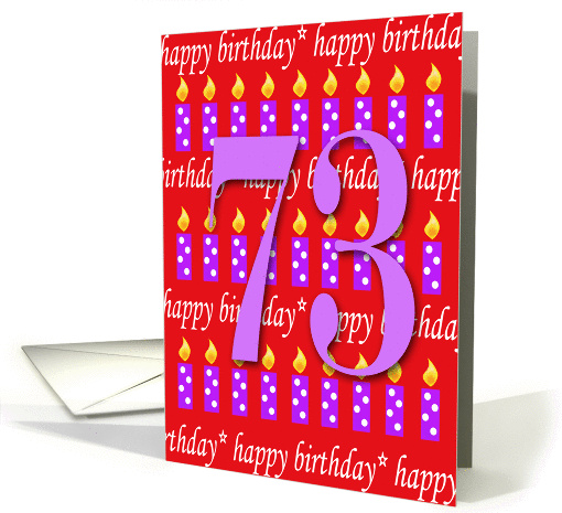 73 years old Lit Candle Happy Birthday card (165248)